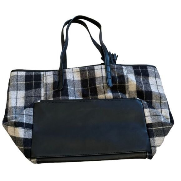 Danielle Nicole Hudson Tote Bag in Black and White Plaid EUC - Picture 9 of 15